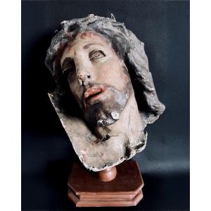 Large Papier-mâché Head Of Christ – Italy – 18th Century