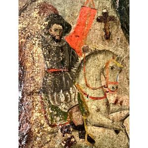Icon Painted On Wood – Saint George Slaying The Dragon, Early 1èth - Early 1!th Century