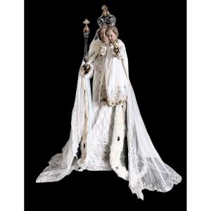 Large Statue Of The Crowned Virgin And Child – 19th Century – 120 Cm