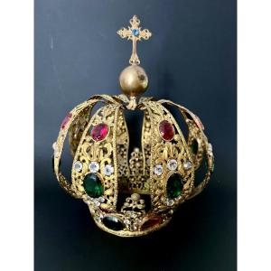 Important Votive Wreath In Gilt Bronze, 19th Century 