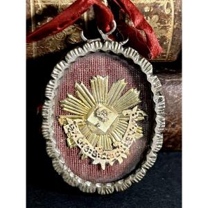 Oval Reliquary In Silvered Metal - Ex Ossibus , 18th  Century - Italy