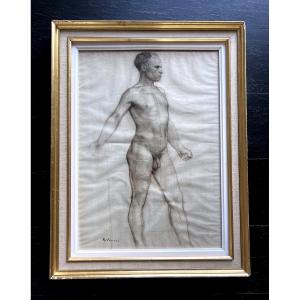 Academic Drawing – Study Of A Male Nude – Signed