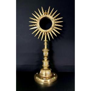 Baroque Monstrance In Gilt Bronze And Enamels — Spain, Circa 1680–1700