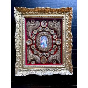 Large Reliquary Frame – Virgin And Child – 19th Century 