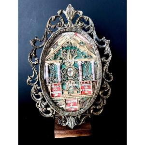 Large Oval Reliquary – Ex Ligno Crucis And Relics Of Saints (18th Century) - Italy