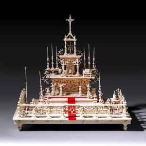 Monastic Patience Work - 1850-1900 - Bone Altar Model - Unique Piece