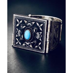 Silver-plated Cuff Bracelet With Secret Compartment, 19th Century