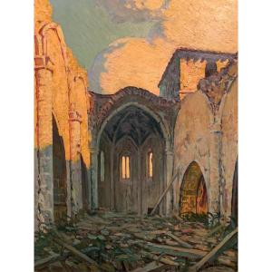 Church In Provence After The Bombings. Fély-mouttet (1893-1953).