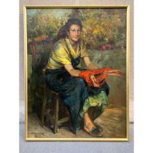 Young Girl With Wool – Richard Durando Togo (born In 1910)