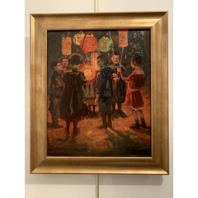 « La  Fête Des Lampions à Stuttgart » Paul Kapell (1876-1943)