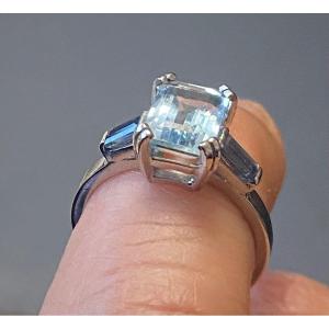 Platinum, Topaz And Sapphires Ring