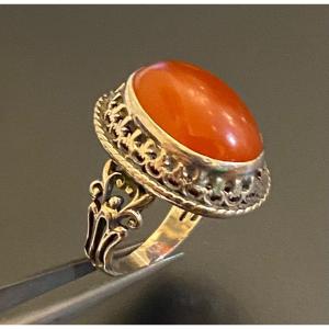 Old Silver And Carnelian Ring