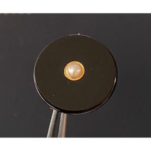 Old Napoleon III Boche In 750/1000 Yellow Gold, Bakelite And Fine Pearl