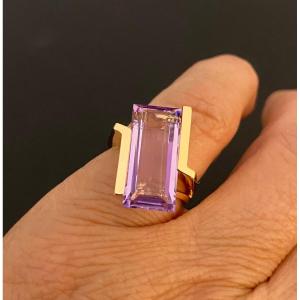Contemporary Gold And Amethyst Ring