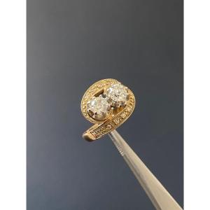 You And Me Ring In 750/1000 Yellow Gold And Diamonds.