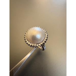 Gold, Mabe Pearl And Diamond Ring