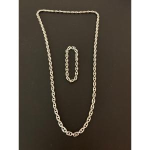 Vintage: Necklace And Bracelet Set In 925/1000 Silver.