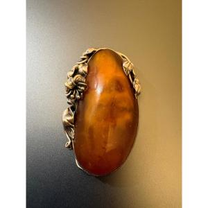  800/1000th Silver And Amber Brooch