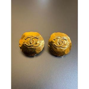 Chanel: Pair Of Gold-plate Ear Clips. Signed.
