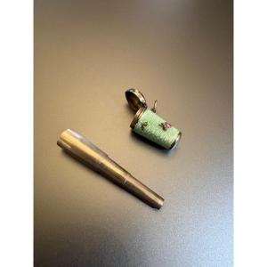 Art Deco Telescopic Cigarette Holder And Case In Silver 800/1000 Eme.
