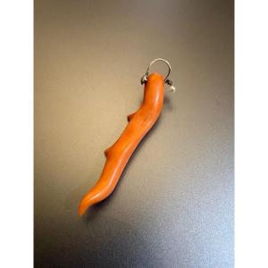 Antique Silver 800/1000 And Coral Pendant.