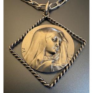 Antique Silver Religious Medal 800/1000 Eme