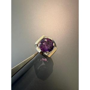 Antique 800/1000 Silver And Amethyst Tank Ring