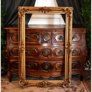 Important Frame In Wood And Gilded Stucco Louis XV Style, Rockery Decorated With Shells;