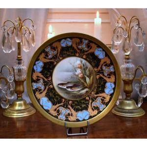 Pouyat Limoges, Decorative Porcelain Plate, Hand Painted Decor, XIXth.