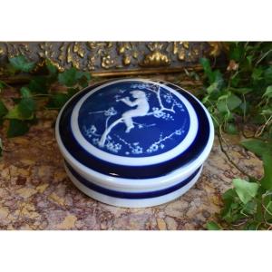 Limoges Porcelain Box, Camille Tharaud Round Candy Box, Cherub Decor Box