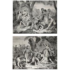Important Pair Of Engravings Engraved By François Benjamin Vayron, And Published By V. Camand