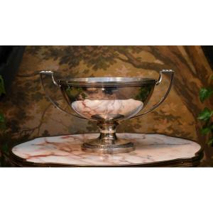 Ravinet d'Enfert Empire Covered Cup, Ceremonial Tureen, Silver Metal Centerpiece