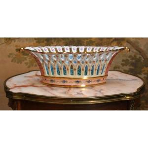 L. Buisson, Openwork Porcelain Shuttle From Limoges, Fruit Bowl, Bread, Especially Table 