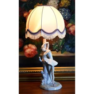 Lladro, Porcelain Columbine Lamp By Fulgencio Garcia, Lamp Base, Ballerina, Dancer 