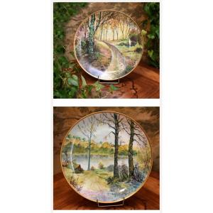 H. Marny, Pair Of Large Decorative Limoges Porcelain Dishes, Bas Fargeas, La Sablière