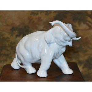White Porcelain Elephant Subject Haviland After Jules Desbois 
