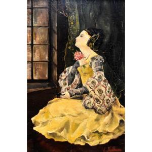 V. Prudhomme, Interior Scene, Woman In Front Of A Window, Portrait Of A Character 