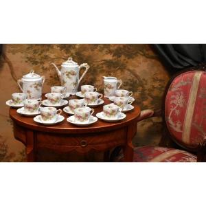 Coffee Service, Plainemaison Limoges Porcelain, Late 19th Century, Louis XV Rocaille Style, 12 Per