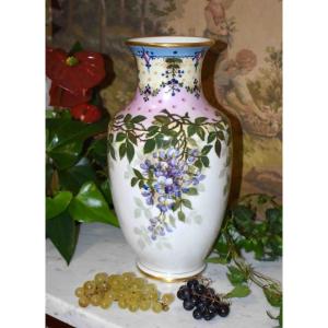 L. Thomas. Dated 1931, Large Hand-painted Limoges Porcelain Vase With Floral Decor,