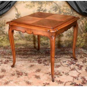 Louis XV Style Games Or Center Table, Removable Tray With Leather Or Frill Top.