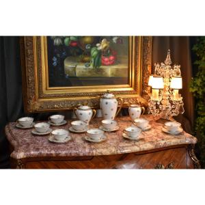 Limoges Porcelain Coffee Or Tea Set By Baranger - Charles Reboisson, Gold Decoration
