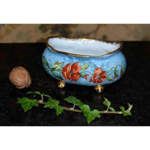L. Buisson, Small Hand-painted Limoges Porcelain Bowl, Planter With Poppy Decoration, 