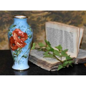 L. Buisson, Small Hand-painted Limoges Porcelain Vase, Poppy Decoration,      