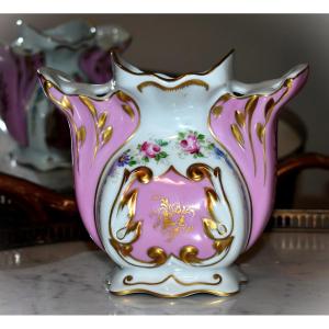 Goudeville, Hand-painted Vase, Limoges Porcelain Flower Pot With Floral Decoration
