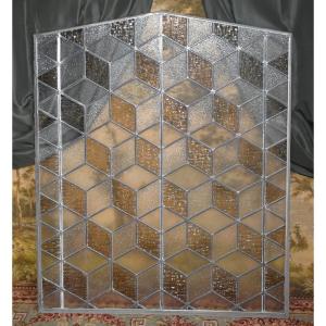 Stained Glass For Interior Partition, Cube Decoration, Stained Glass From The 1950s - 1960s