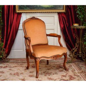 Louis XV Period Armchair, Queen's Back, 18th Century.