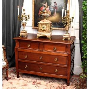 Louis XVI Commode In Solid Wood, Southwest Region, 18th Century, Wooden Top