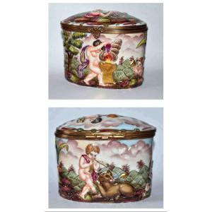 Porcelain Jewelry Box, Capodimonte, Naples, Italy, 19th Century