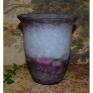 Muller Frères Lunéville, Marbled Glass Paste Vase. Early 20th Century Art Nouveau