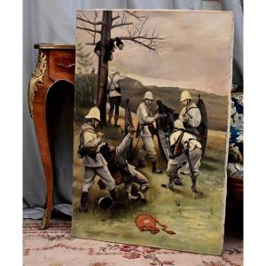 Joseph Peyraud, Dated 1904, Painting, Military Scene, Colonial Army, Cochinchina War